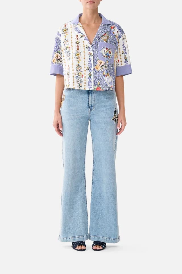 Camilla eBoutique CROPPED CAMP COLLAR BLOUSE THE POTTERY PARLOUR, image 1 of 1 from CAMILLA