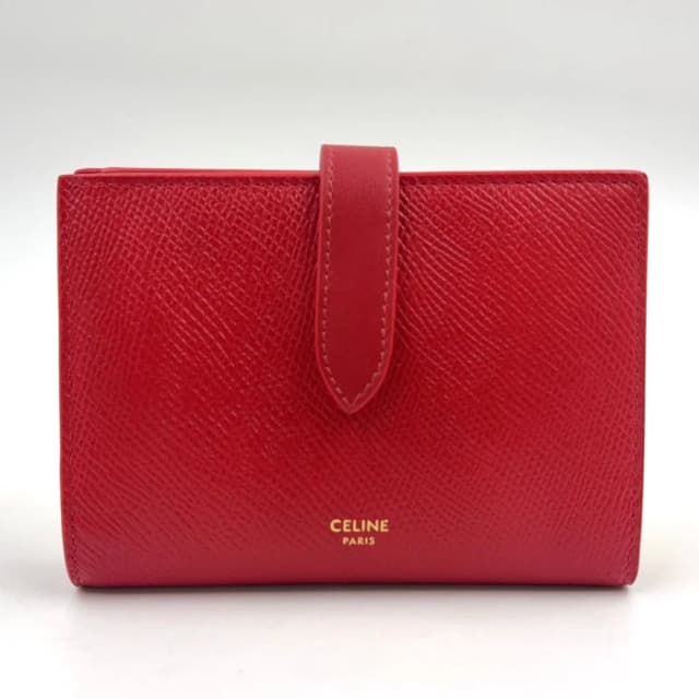 Celine Medium Strap Wallet Bifold Leather Red Gold in Red Leather from The Reluxe, photo 1 of 1