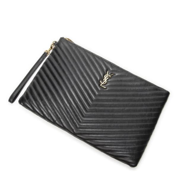 Saint Laurent Cassandre Clutchblack Matelasse Chevron Leather Shoulder Bag in Leather from The Reluxe, photo 1 of 1