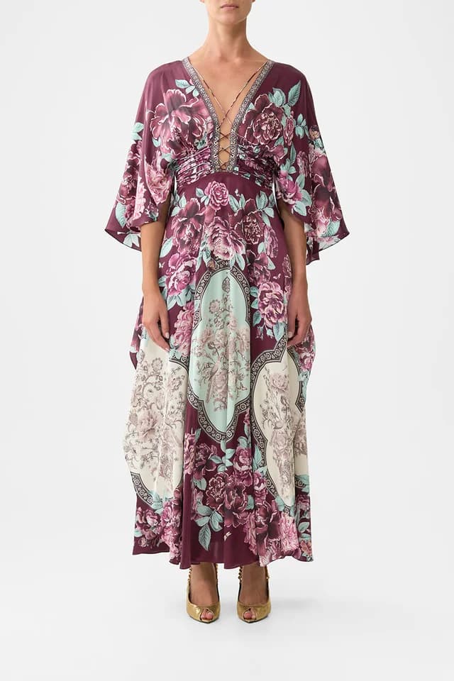 Camilla eBoutique V NECK LACE UP DETAIL LONG DRESS IF THESE TILES COULD TALK, image 1 of 1 from CAMILLA