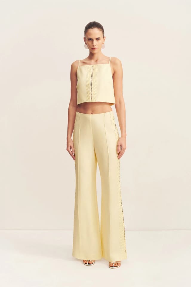Shona Joy WRIGHT LACE LINEN BLEND CROPPED CAMI, image 1 of 1 from Shona Joy