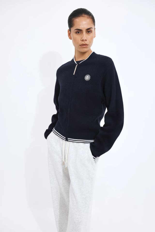 Athletica Varsity Knit Jacket in MIDNIGHT, image 1 of 1 from Aje
