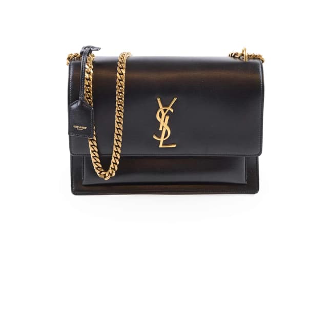 Saint Laurent Large Sunset Bag Black in Black Leather from The Purse Affair, photo 1 of 1