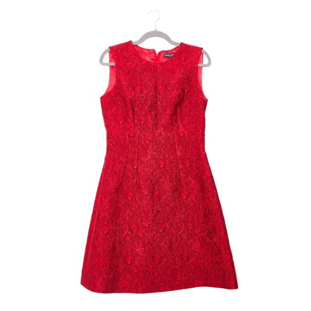 Dolce & Gabbana Floral Jacquard Mini Dress - Red in Red Silk from Revivre Luxury Consignment, photo 1 of 1