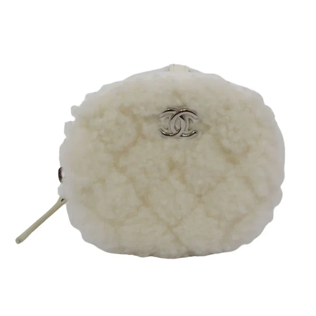 Chanel Coco Neige Ge Chain Pouch Fleece Leather White Shoulder Bag Silver in White Leather from The Reluxe, photo 1 of 1