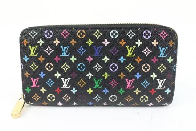 Louis Vuitton Black Monogram Multicolor Litchi Long Zippy Wallet Zip Around in Black Canvas from Bagriculture, photo 1 of 1