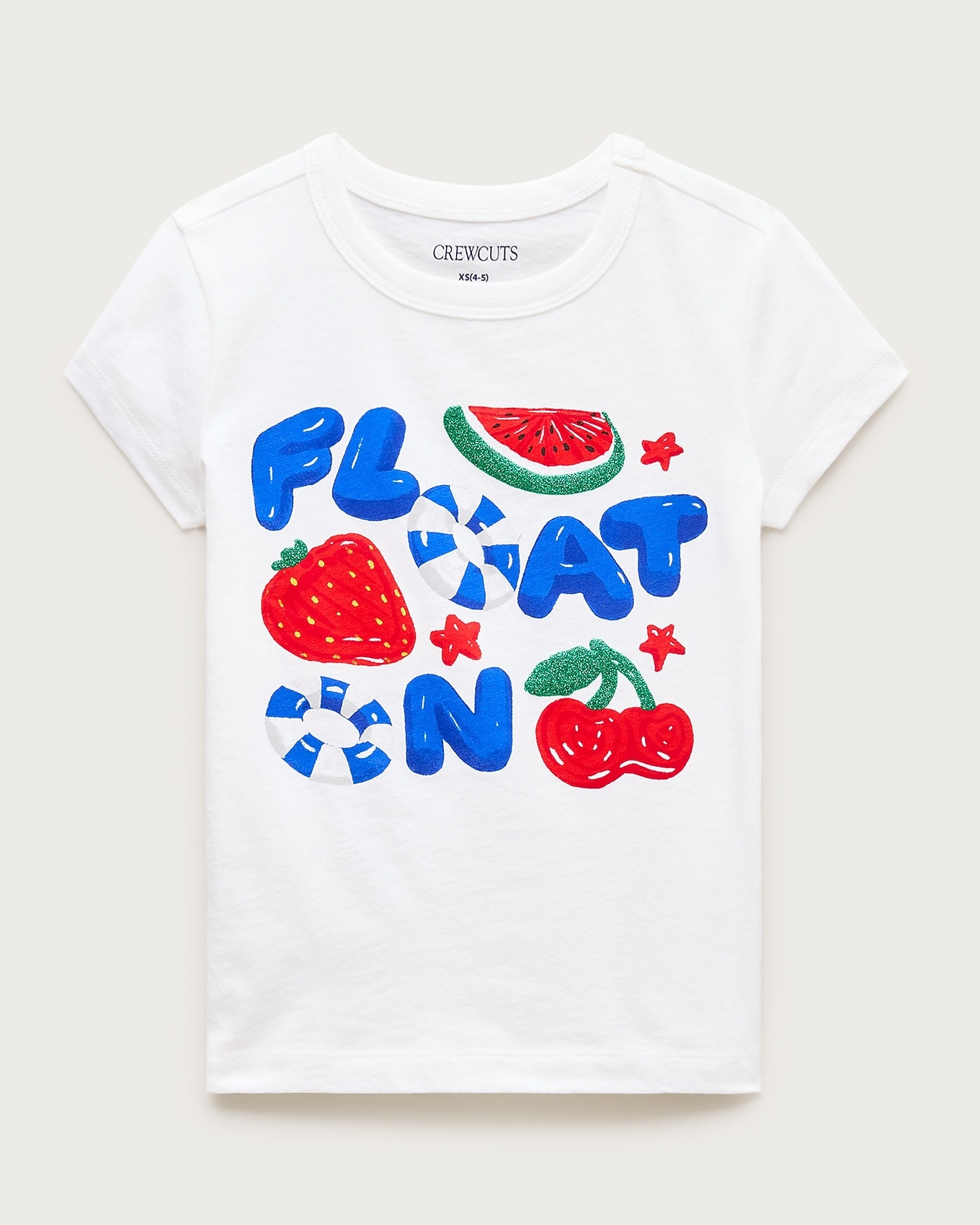 Girls' short-sleeve "Float on" graphic T-shirt with glitter in WHITE FLOAT MULTI, image 1 of 1 from J.Crew (US)