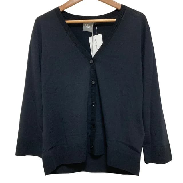 Max Mara MM by Neck Rayon Knit Cardigan L Black in Black from The Reluxe, photo 1 of 1
