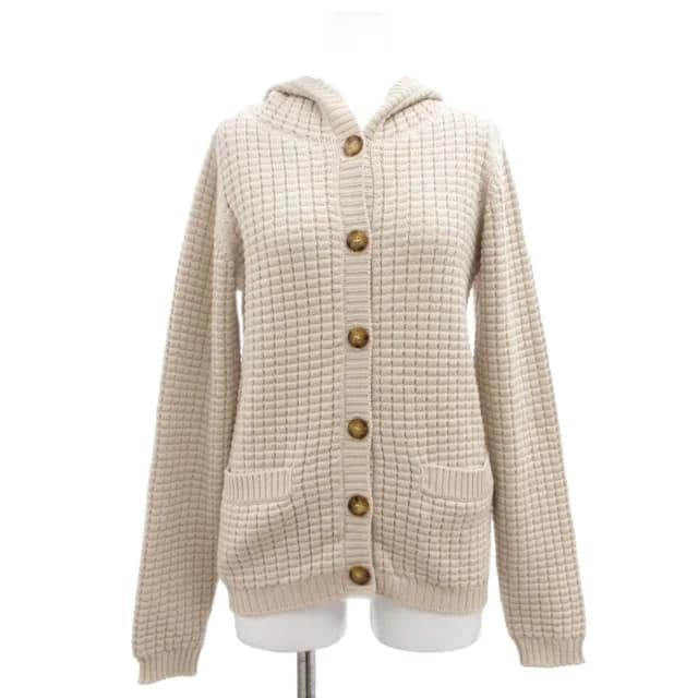Max Mara Weekend Line Cardigan Knit Hooded Mesh S Beige Long Sleeve Wool SD in Beige Wool from The Reluxe, photo 1 of 1