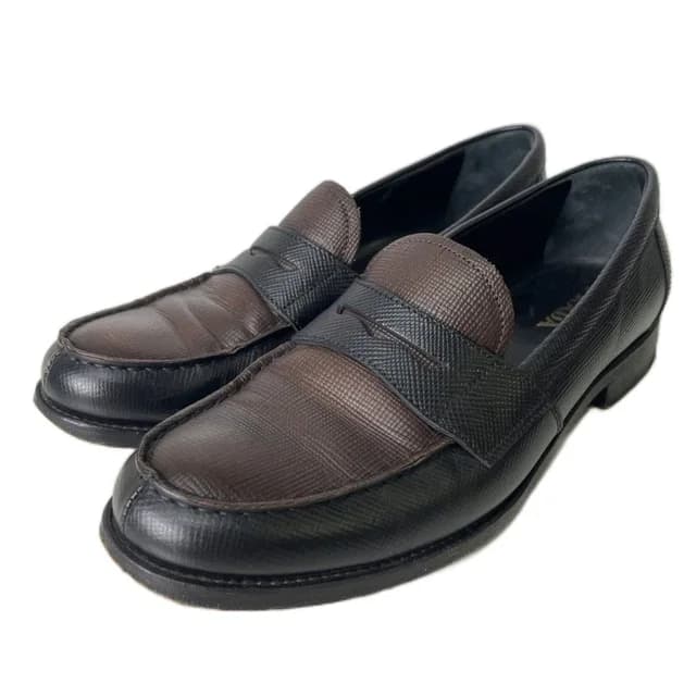 Prada Bicolor Coin Loafers Shoes Leather Brown Black in Black Leather from The Reluxe, photo 1 of 1