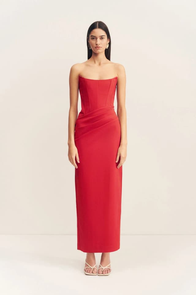 Shona Joy LANI CORSET MAXI DRESS - CHILLI, image 1 of 1 from Shona Joy