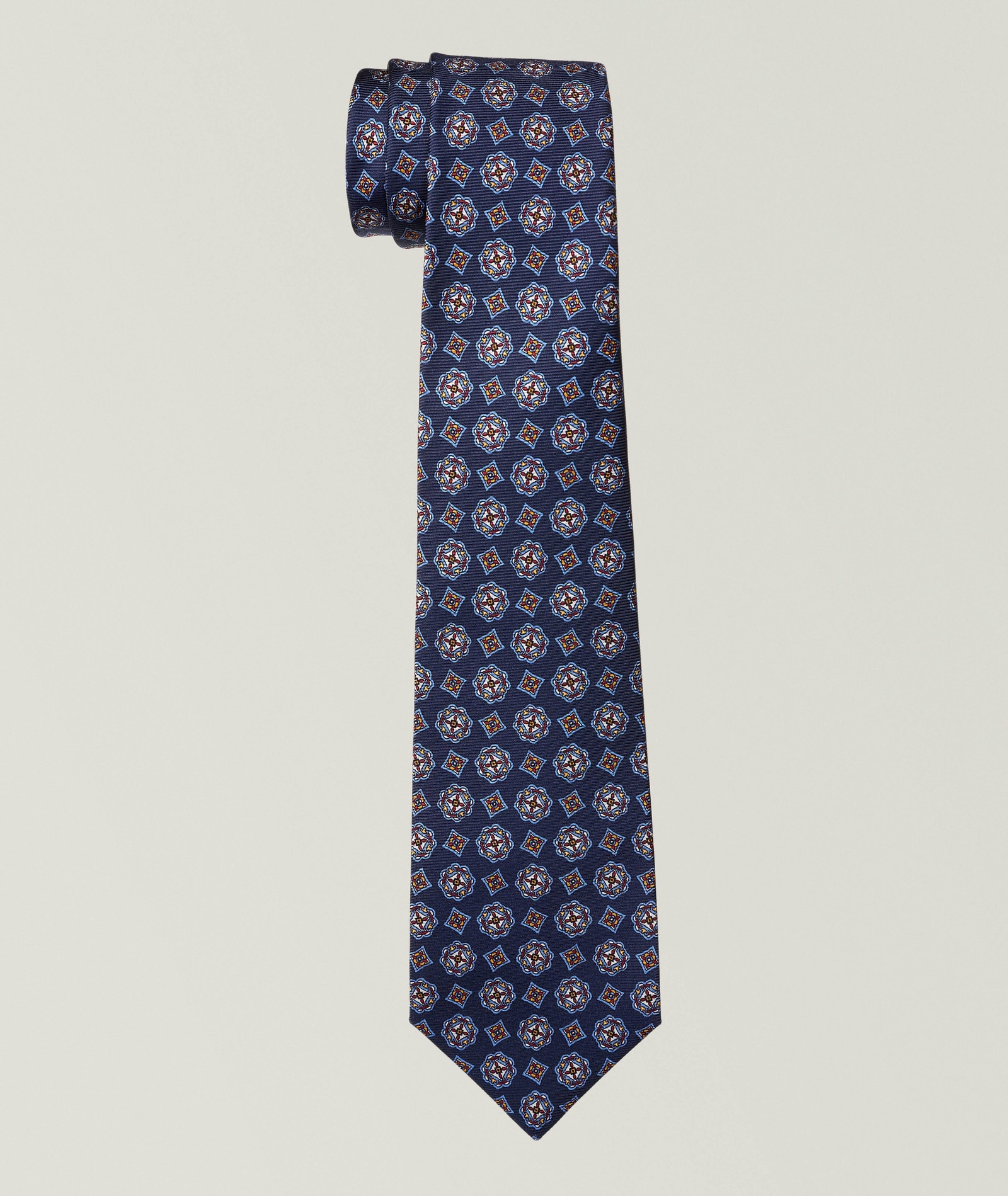 Kiton Medallion Silk Tie in Blue, image 1 of 1 from Harry Rosen