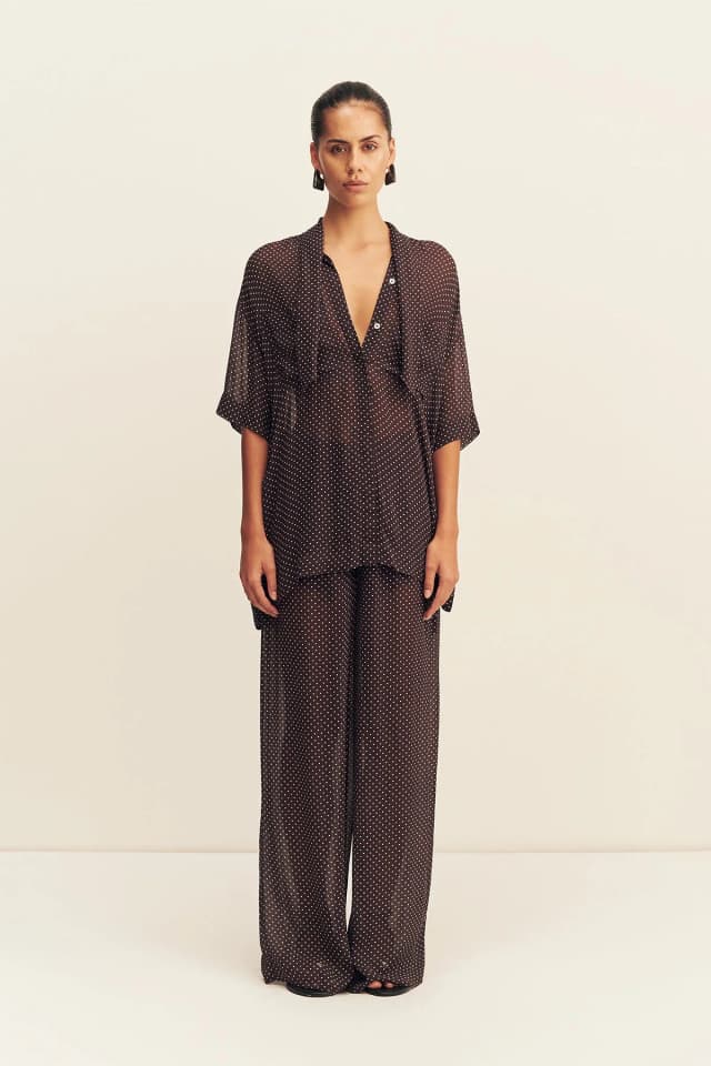 Shona Joy MADDOX SHORT SLEEVE NECK TIE SHIRT, image 1 of 1 from Shona Joy