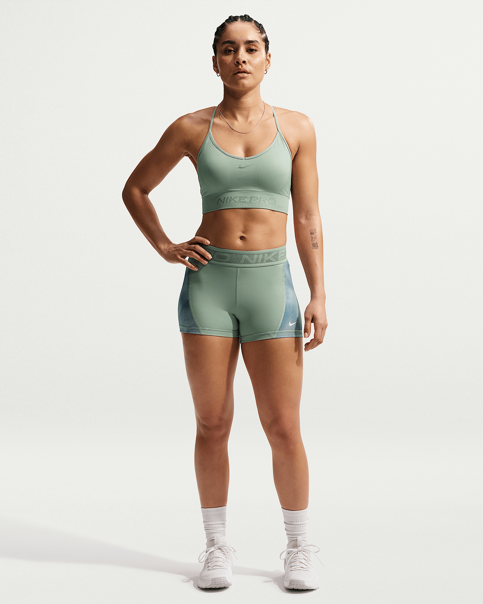 Nike Pro in Steam/Barely Green/White, image 1 of 1 from Nike