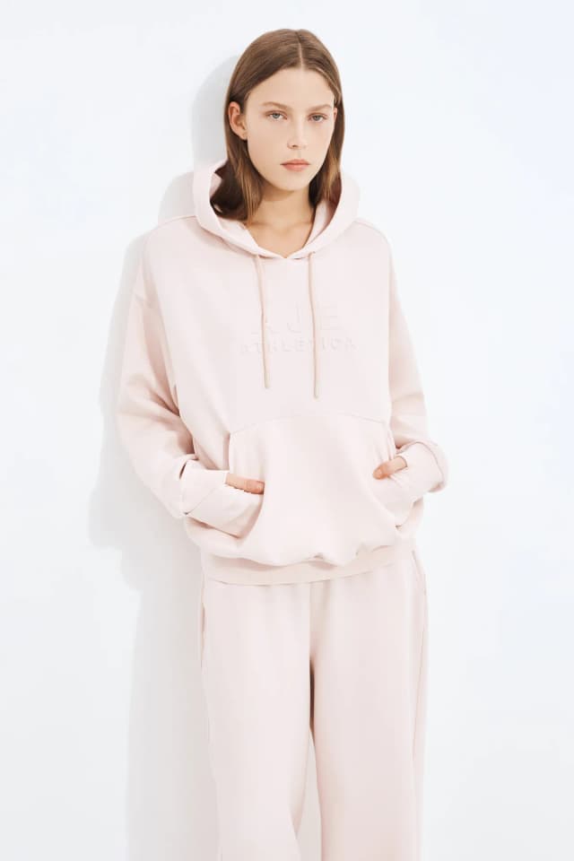 Athletica AA Logo Crew Hoodie in PINK MARLE, image 1 of 1 from Aje