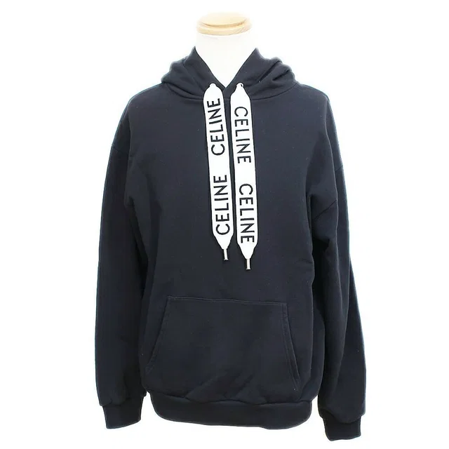 Celine Hoodie Black M Cotton Logo Long Sleeve Sweatshirt Top in Black from The Reluxe, photo 1 of 1