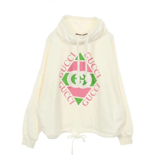 Gucci Hoodie GG Logo Print Oversize Cropped Cotton Sweatshirt from The Reluxe, photo 1 of 1