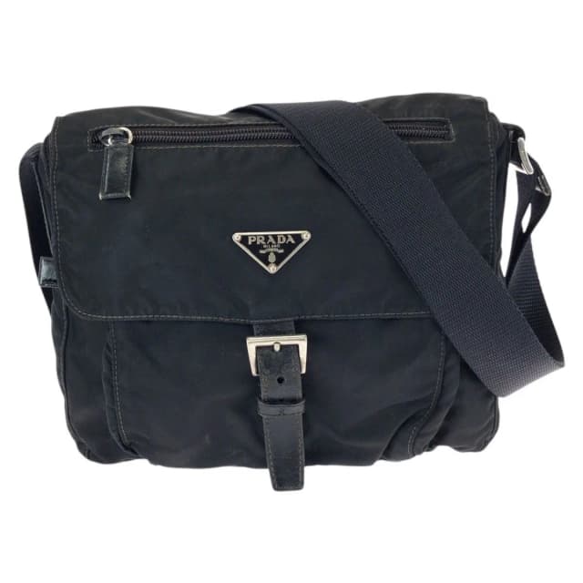 Prada Tessuto Black Silver Nylon Leather Shoulder Bag in Black Nylon from The Reluxe, photo 1 of 1