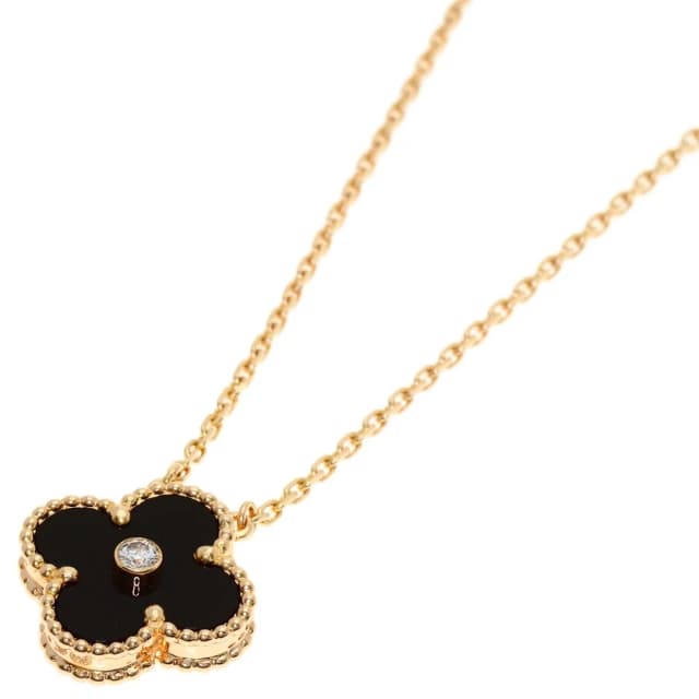 Van Cleef & Arpels Vintage Alhambra Onyx Diamond Necklace 18k Pink Gold in Pink from The Reluxe, photo 1 of 1