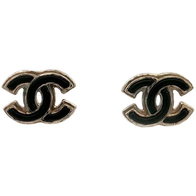 Chanel Rhinestone CC Logo Alloy Earrings Plated Silver in Silver from The Reluxe, photo 1 of 1