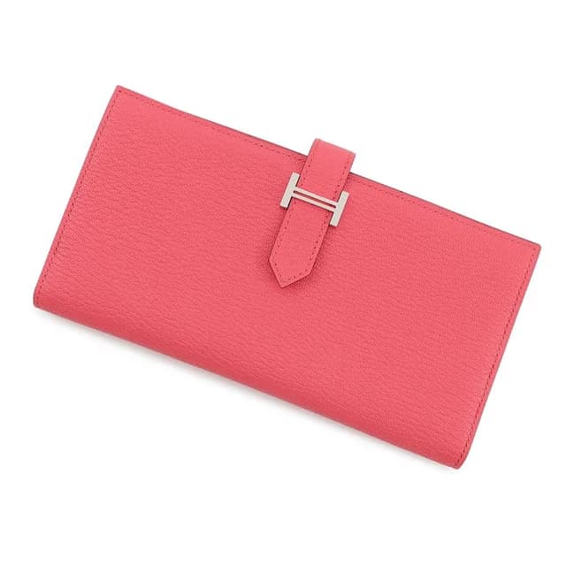 Hermès Wallet Bearn Soufflet Yes Rose Azalea Silver Chevre Mysore in Pink Goatskin from The Reluxe, photo 1 of 1