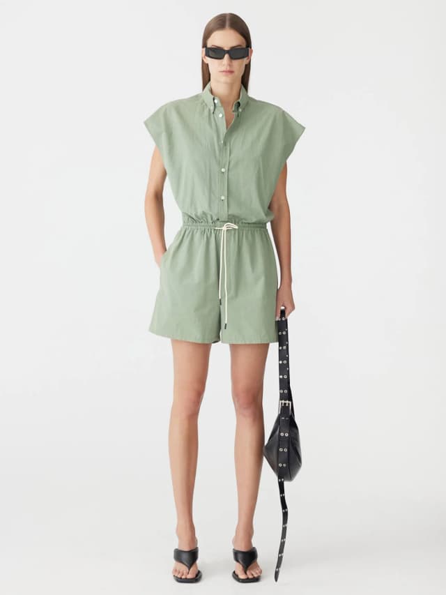 Bassike Crushed Cotton Mini Jumpsuit, image 1 of 1 from bassike