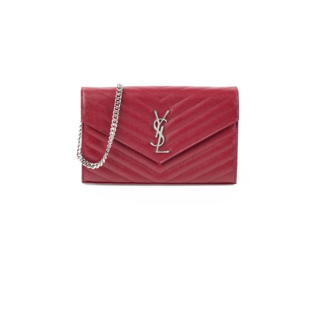 Saint Laurent Cassandra Wallet On Chain Burgundy in Burgundy Caviar leather from The Purse Affair, photo 1 of 1