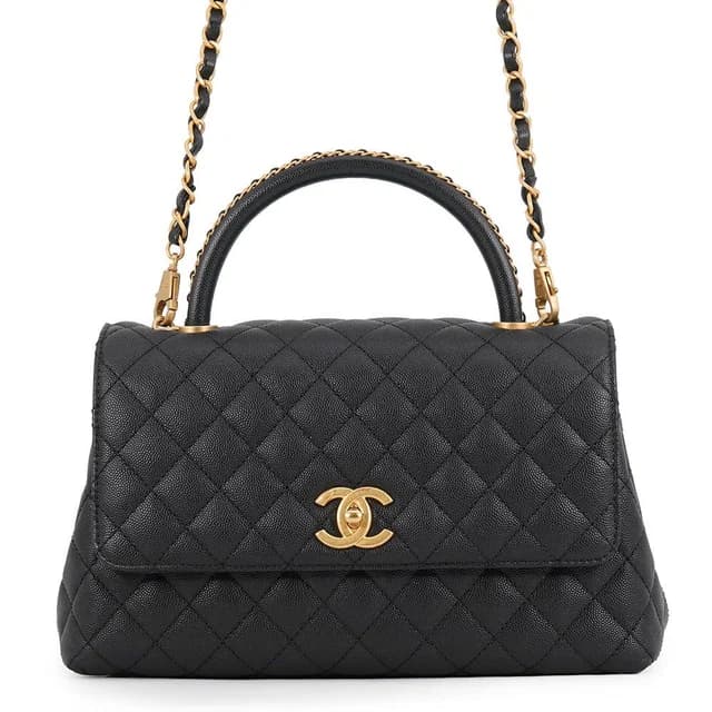 Chanel Handbag Quilted CC Logo Coco Handle Flap Caviar Leather Black in Black Caviar leather from The Reluxe, photo 1 of 1