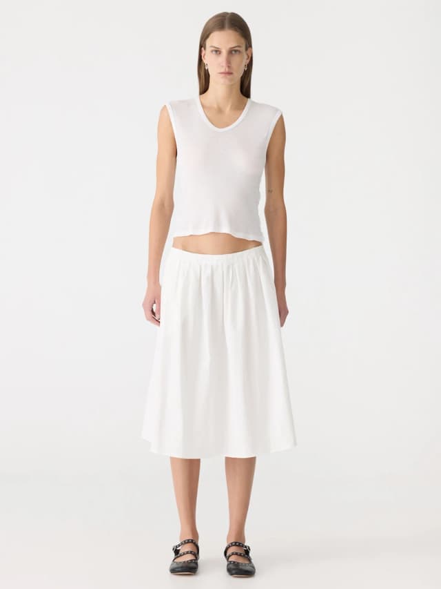 Bassike Crushed Cotton Gathered Skirt, image 1 of 1 from bassike