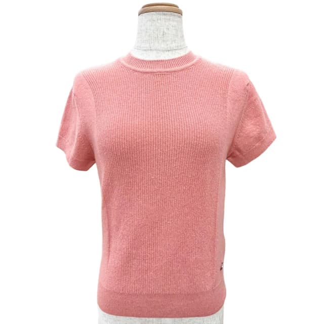 Hermès Cashmere Circle Logo Short Sleeve Knit Sweater Pink 36 in Pink Cashmere from The Reluxe, photo 1 of 1