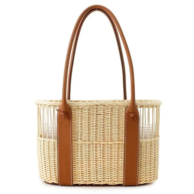 Hermès Bottle Basket Park Gold Willow Taurillon Squirrel Wine Glass Included in Burgundy from The Reluxe, photo 1 of 1