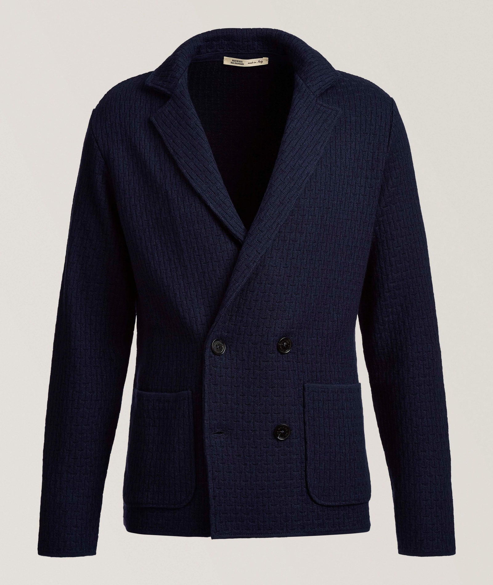 Maurizio Baldassari Basketweave Knit Sport Jacket in Blue Silk & Silk Blends, image 1 of 1 from Harry Rosen