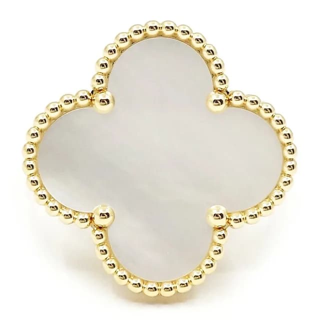 Van Cleef & Arpels 18k Yellow Gold Magic Alhambra Mop White Butterfly Shell Ring in White from The Reluxe, photo 1 of 1