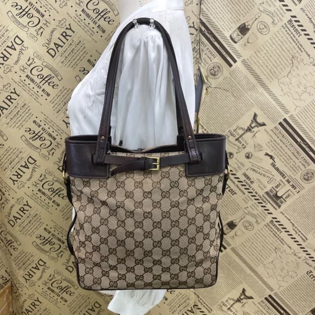 Gucci GG Canvas Tote Bag Leather Detail Brown GH 96 in Brown Canvas from The Reluxe, photo 1 of 1