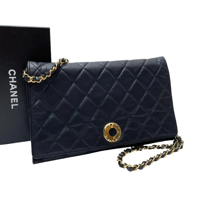 Chanel Quilted Lambskin Circle Logo Chain Shoulder Bag in Lambskin from The Reluxe, photo 1 of 1