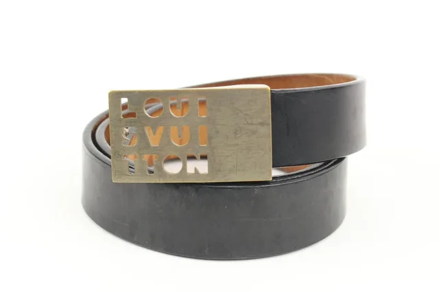 90/36 Black x Silver Outline LV Shadow Belt in Black from Bagriculture, photo 1 of 1
