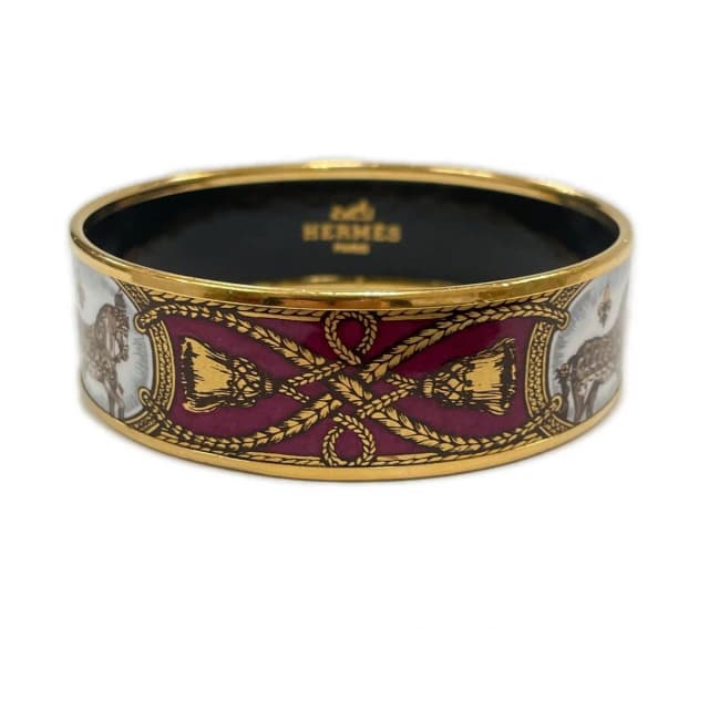 Hermès Bracelet Enamel GM Bangle Cloisonne Horse Tassel Wine in Burgundy from The Reluxe, photo 1 of 1