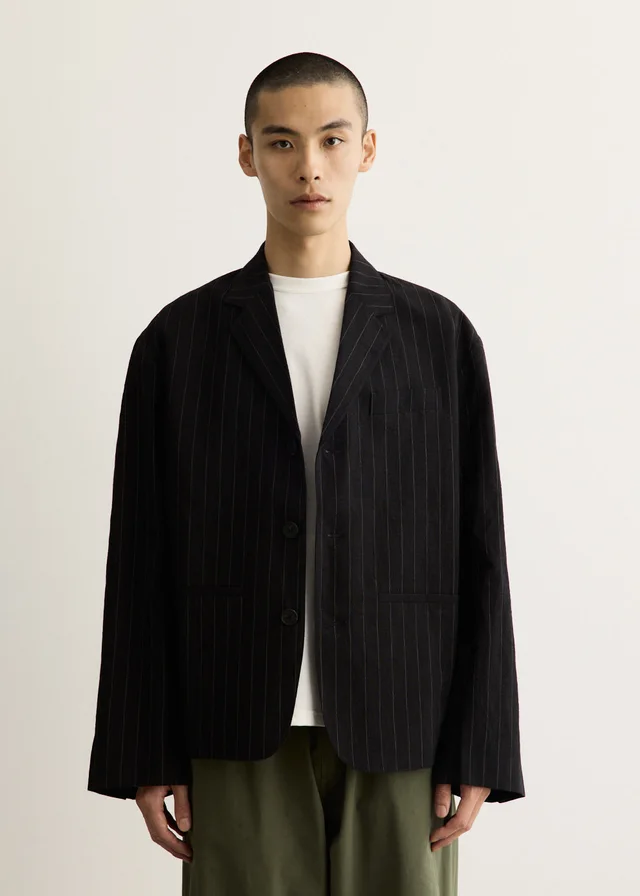 Studio Nicholson Sorst Single Breasted Tailored Jacket in BLACK, image 1 of 1 from Incu