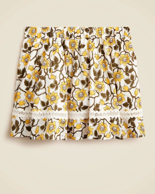 J.Crew Girls' rickrack skirt in daffodil linen-cotton blend in YELLOW, image 1 of 1 from J.Crew (Canada)