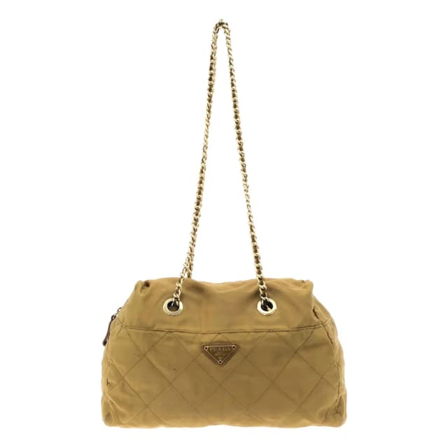Prada Vintage Quilted Nylon Chain Shoulder Bag Yellow in Yellow Nylon from The Reluxe, photo 1 of 1