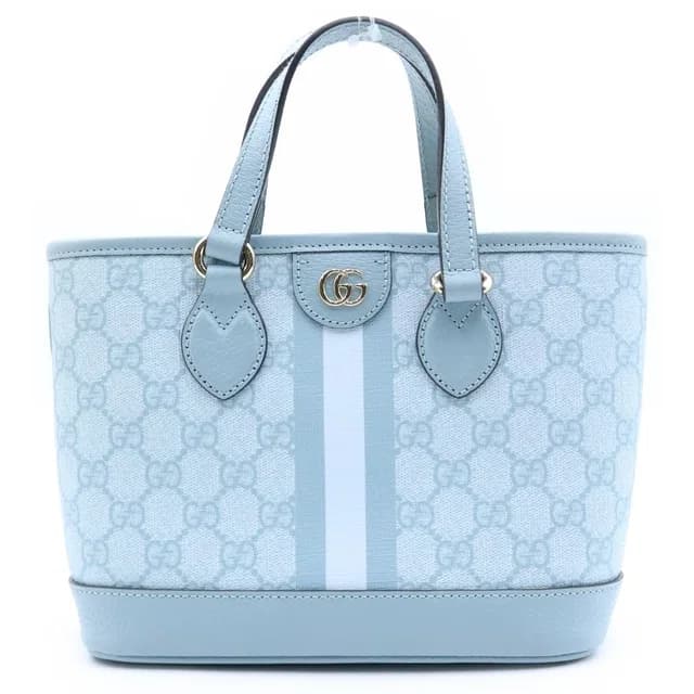 Gucci GG Supreme Ophidia Small 2-Way Shoulder Bag Tote Light Blue Leather Gold in Blue Leather from The Reluxe, photo 1 of 1