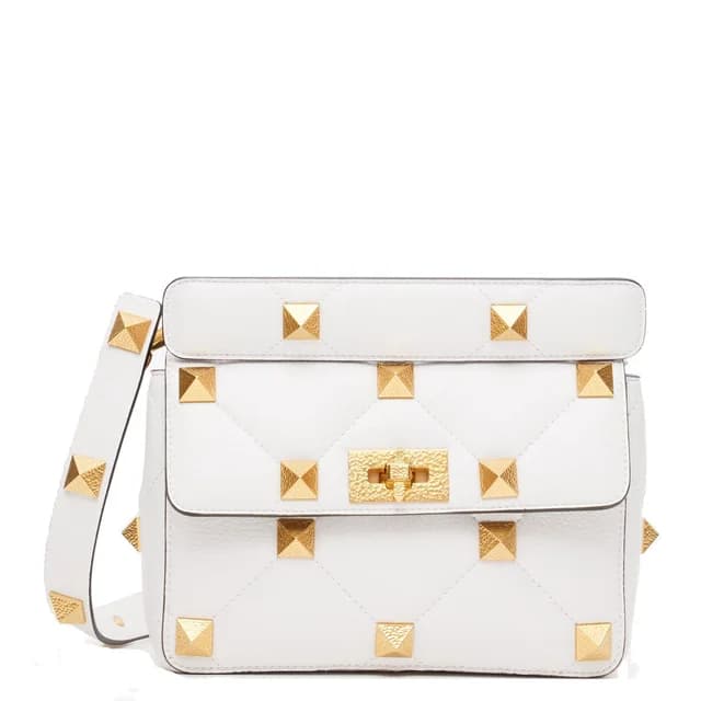 VALENTINO GARAVANI Roman Stud Grained Medium Bag, White, image 1 of 1 from Cultstatus