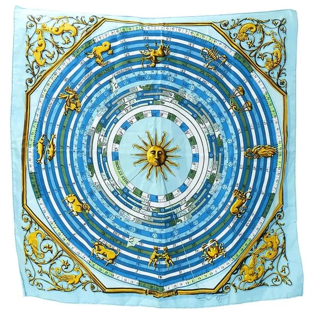 Hermès Scarf Carre 90 Dies Et Hore Astrology Silk Blue Large Constellation in Blue Silk from The Reluxe, photo 1 of 1