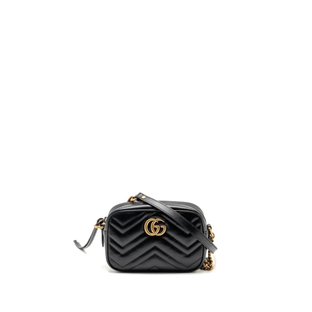 Gucci GG Marmont Mini Camera Bag Matelasse Chevron Nappa Leather Black GHW in Black Nappa leather from EMIER, photo 1 of 1