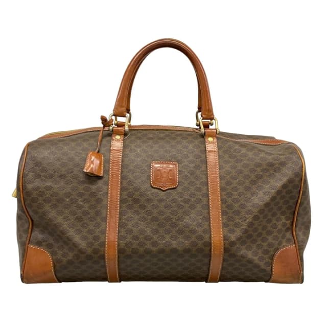 Celine Boston Bag Macadam Pattern Dark Brown No Lock Leather in Brown Leather from The Reluxe, photo 1 of 1