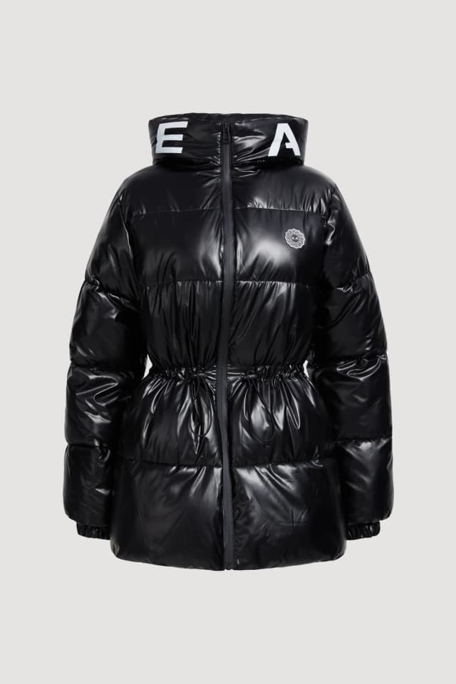 Athletica Longline Puffer Jacket in BLACK, image 1 of 1 from Aje