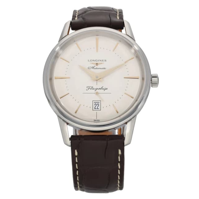 Longines Flagship L4.795.4 39mm Stainless Steel Watch in Leather from H&T, photo 1 of 1