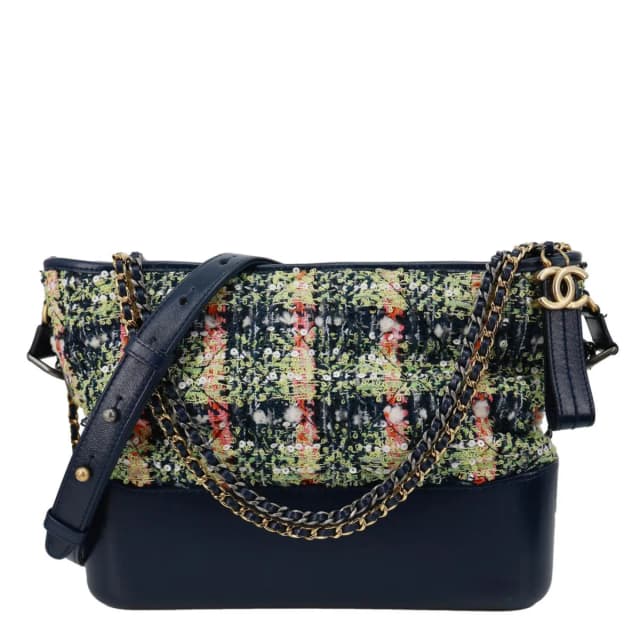 Chanel Gabrielle Tweed Crossbody Bag Navy Blue in Navy Tweed from Dallas Designer Handbags, photo 1 of 1