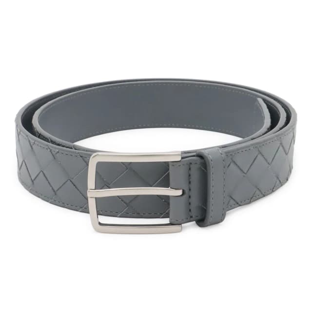 Bottega Veneta Intrecciato Belt Leather Gray in Grey Woven leather from The Reluxe, photo 1 of 1