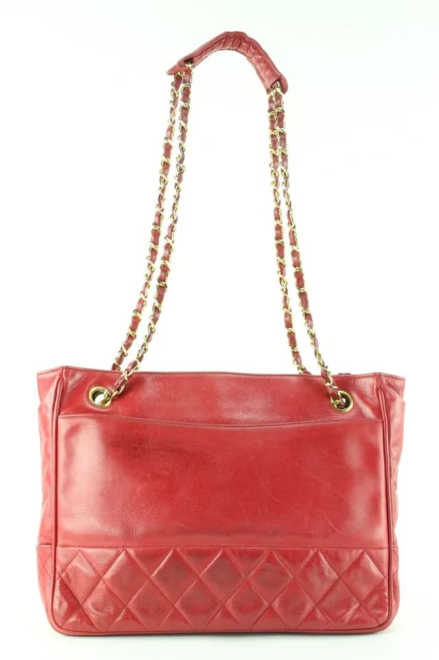 Chanel Red Quilted Lambskin Shopper Chain Tote GHW in Red Lambskin from Bagriculture, photo 1 of 1